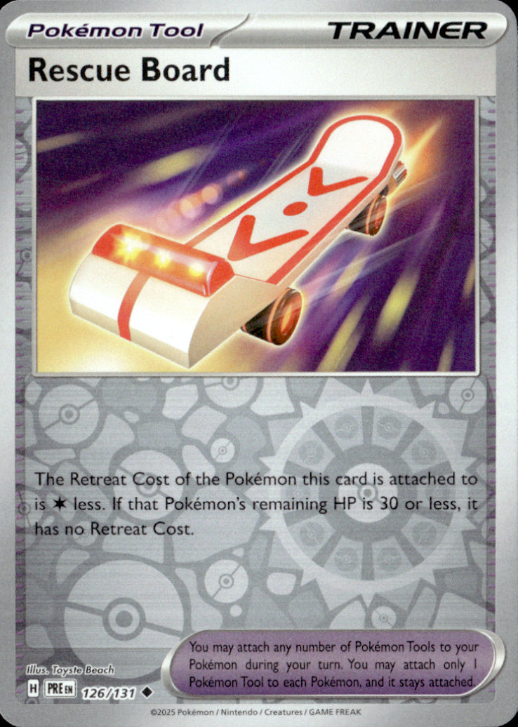 Rescue Board Reverse Holo Uncommon SV: Prismatic Evolutions 126/131 NM