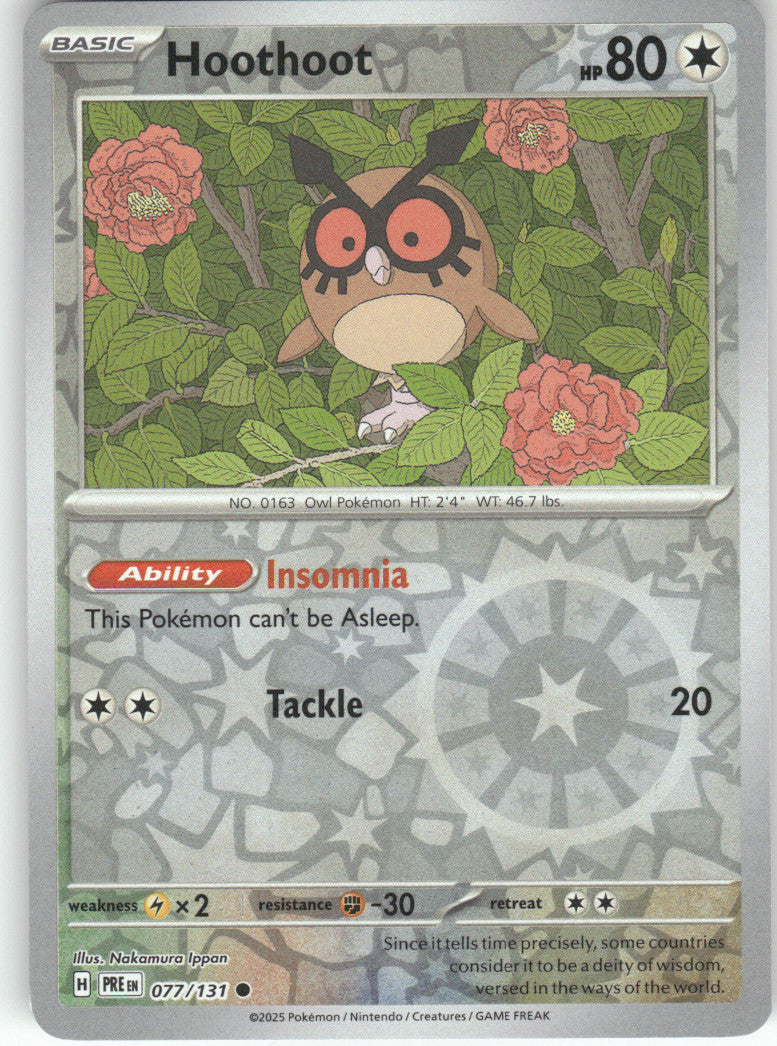 Hoothoot Reverse Holo Common SV: Prismatic Evolutions 077/131 NM
