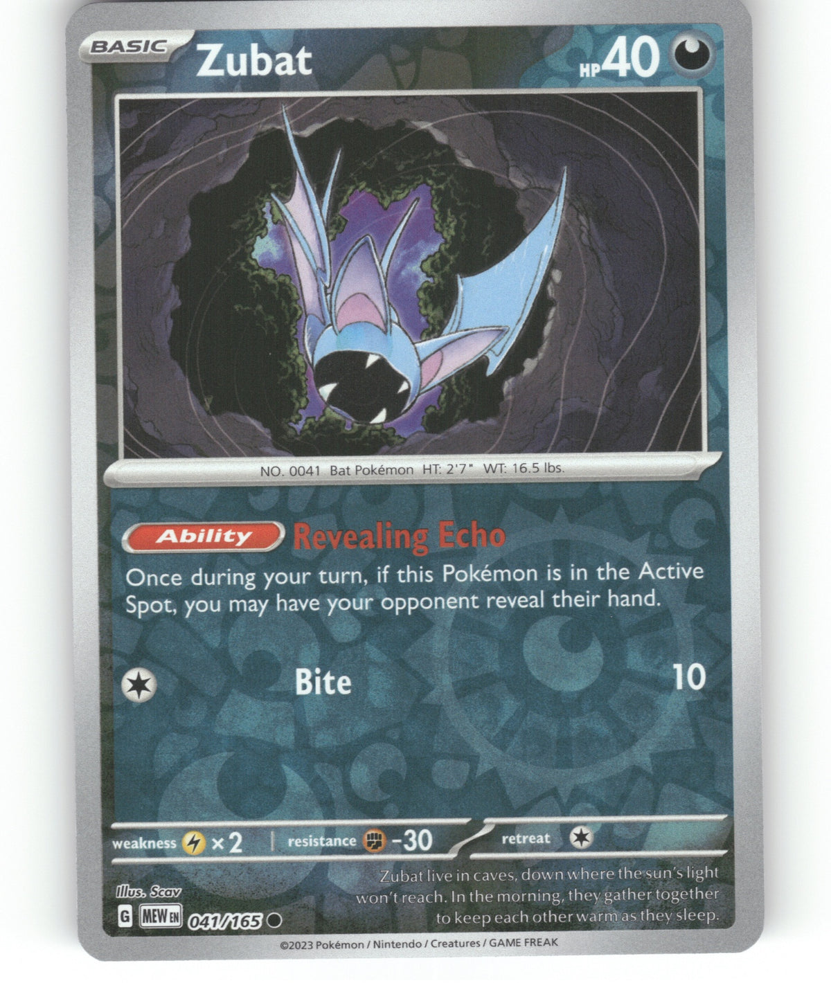 Zubat Reverse Holo Common SV: Scarlet & Violet 151 041/165 NM