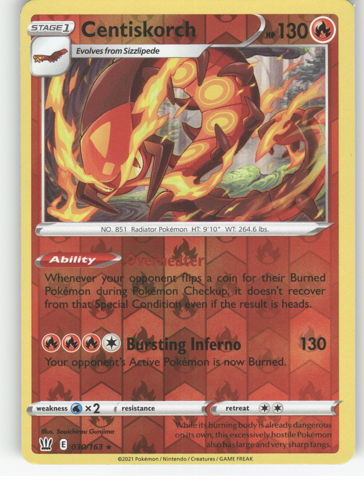 Centiskorch Reverse Holo Rare SWSH05: Battle Styles 030/163 NM