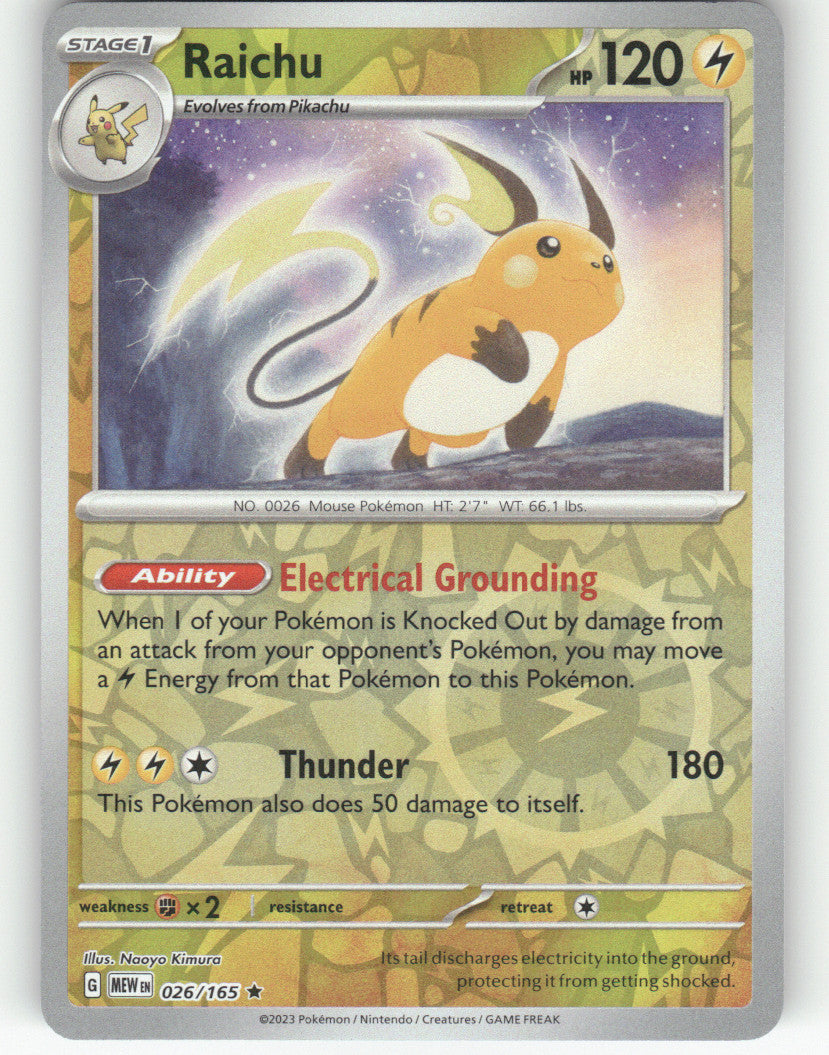 Raichu Reverse Holo Rare SV: Scarlet & Violet 151 026/165 NM