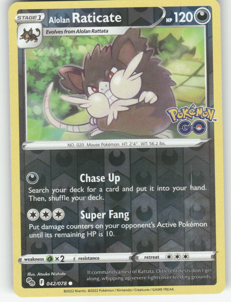 Alolan Raticate Reverse Holo Common Pokemon GO 042/078 NM