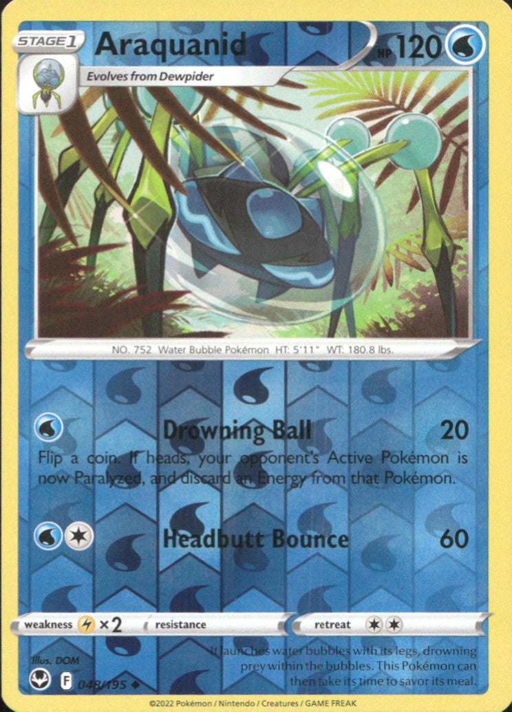 Araquanid Reverse Holo Uncommon SWSH12: Silver Tempest 048/195 NM