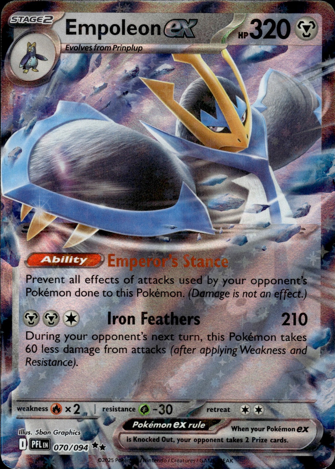 Empoleon ex Holo Double Rare ME02: Phantasmal Flames 070/094 NM