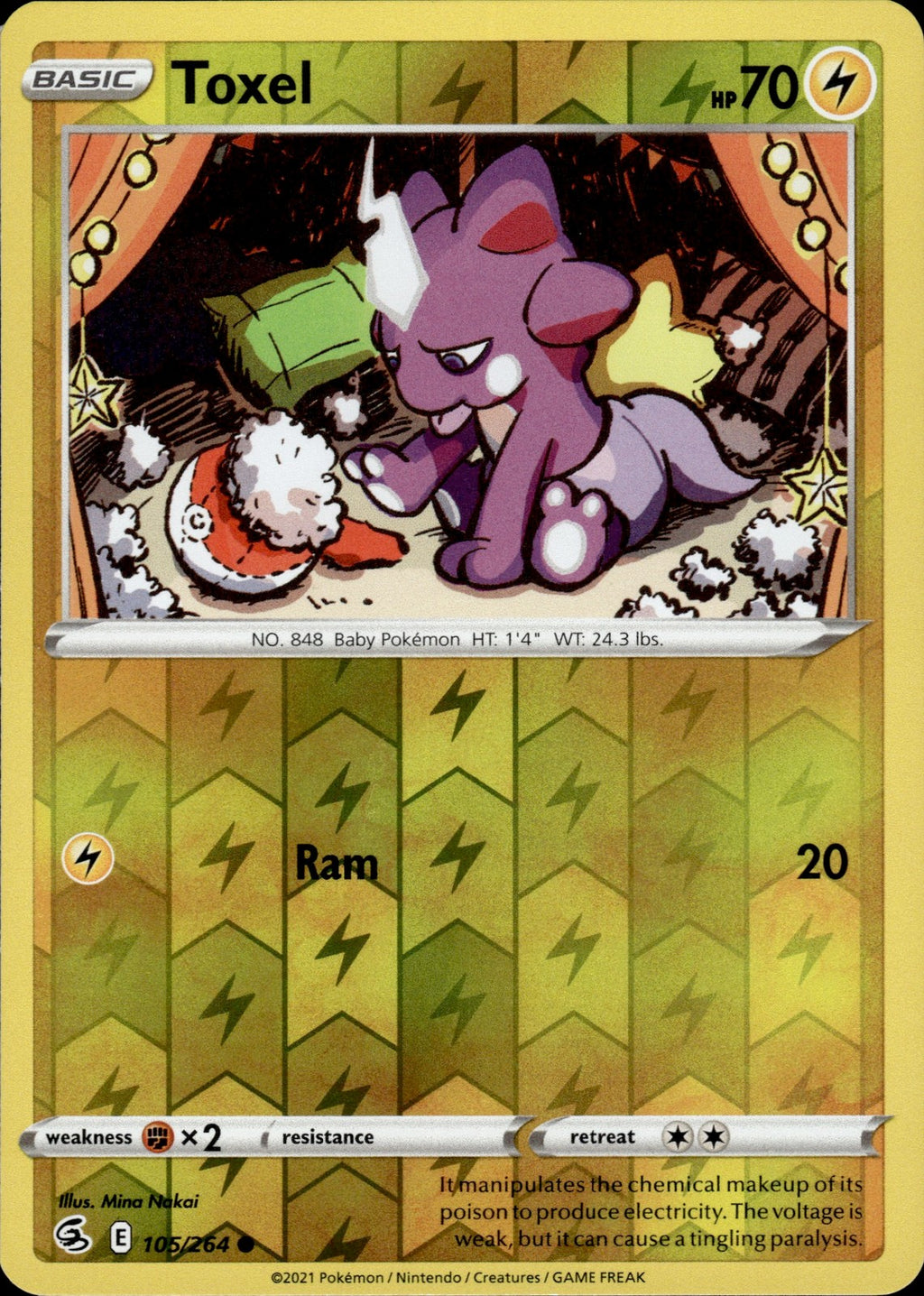 Toxel (105) Reverse Holo Common SWSH08: Fusion Strike 105/264 NM