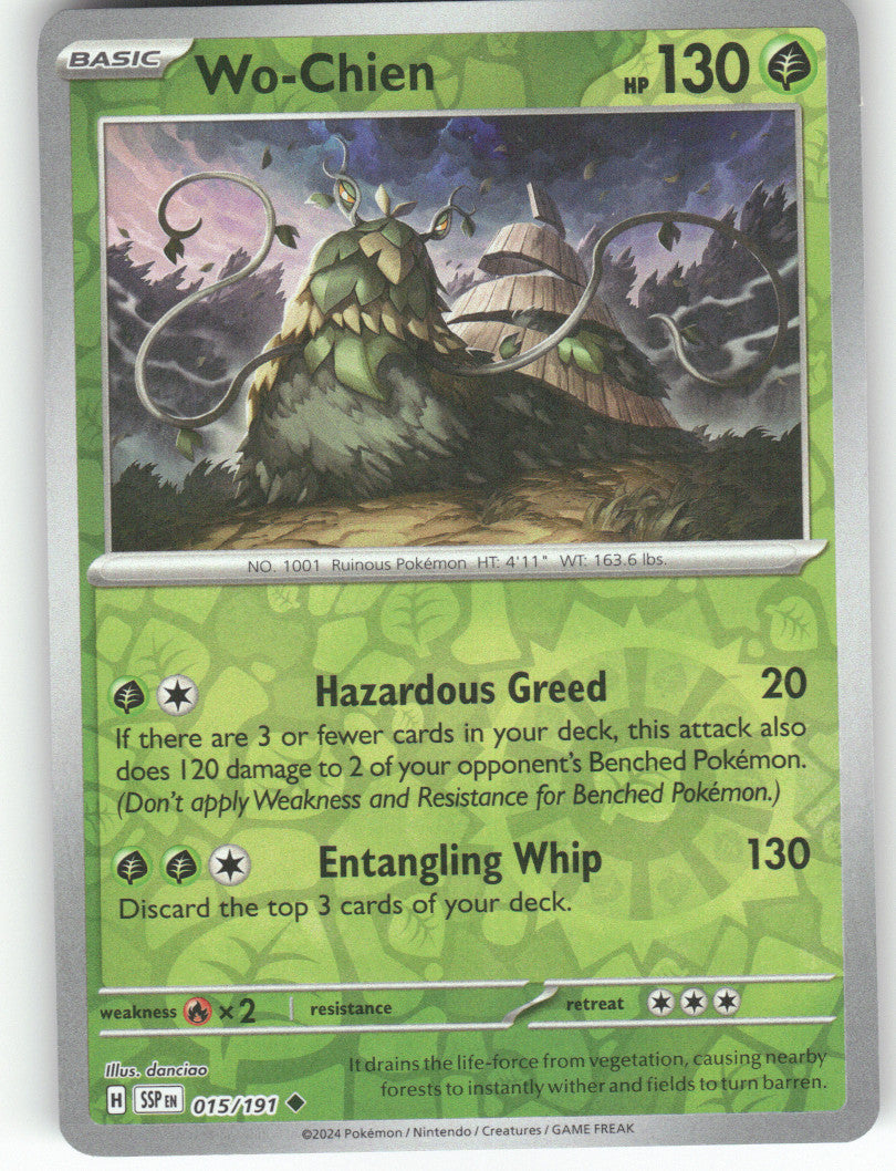 Wo-Chien Reverse Holo Uncommon SV08: Surging Sparks 015/191 NM