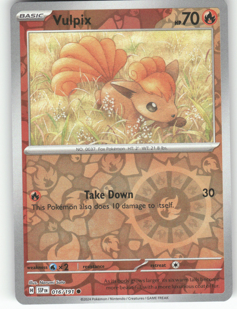 Vulpix Reverse Holo Common SV08: Surging Sparks 016/191 NM