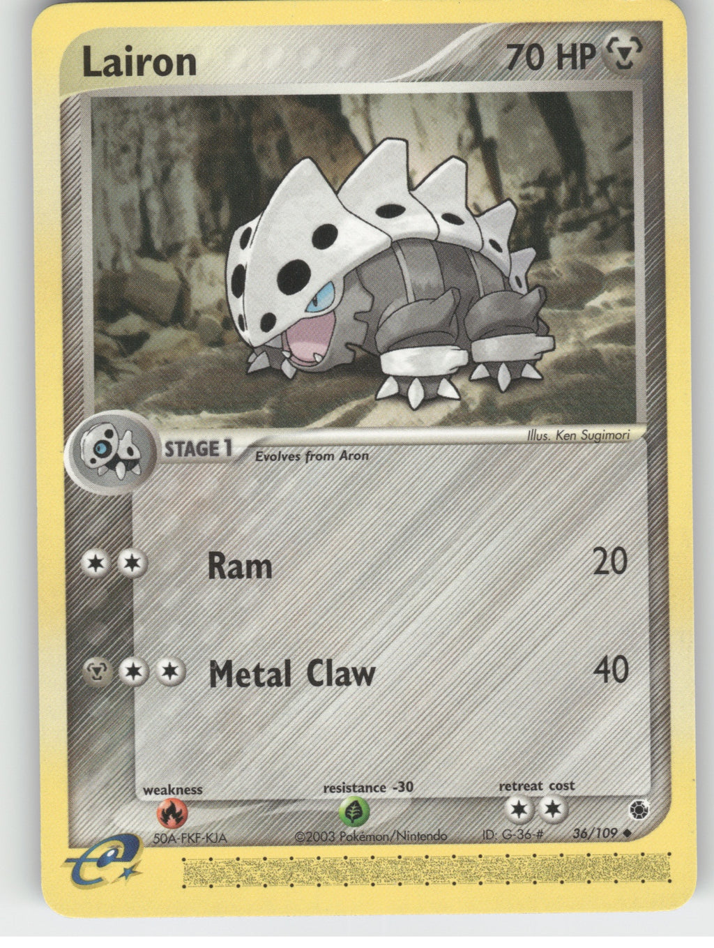 Lairon Uncommon EX Ruby and Sapphire 36/109 NM