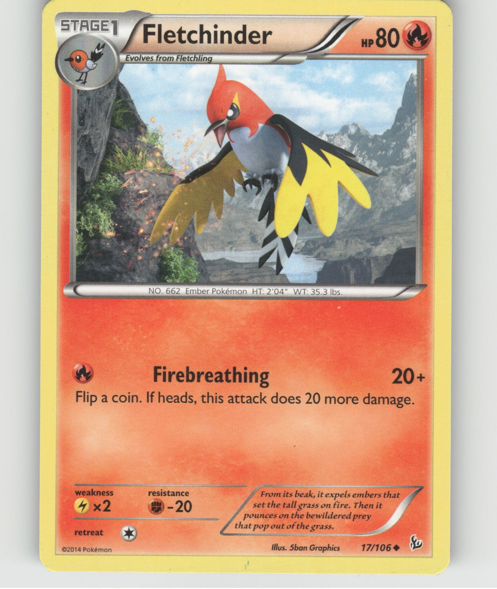 Fletchinder Uncommon XY - Flashfire 17/106 NM