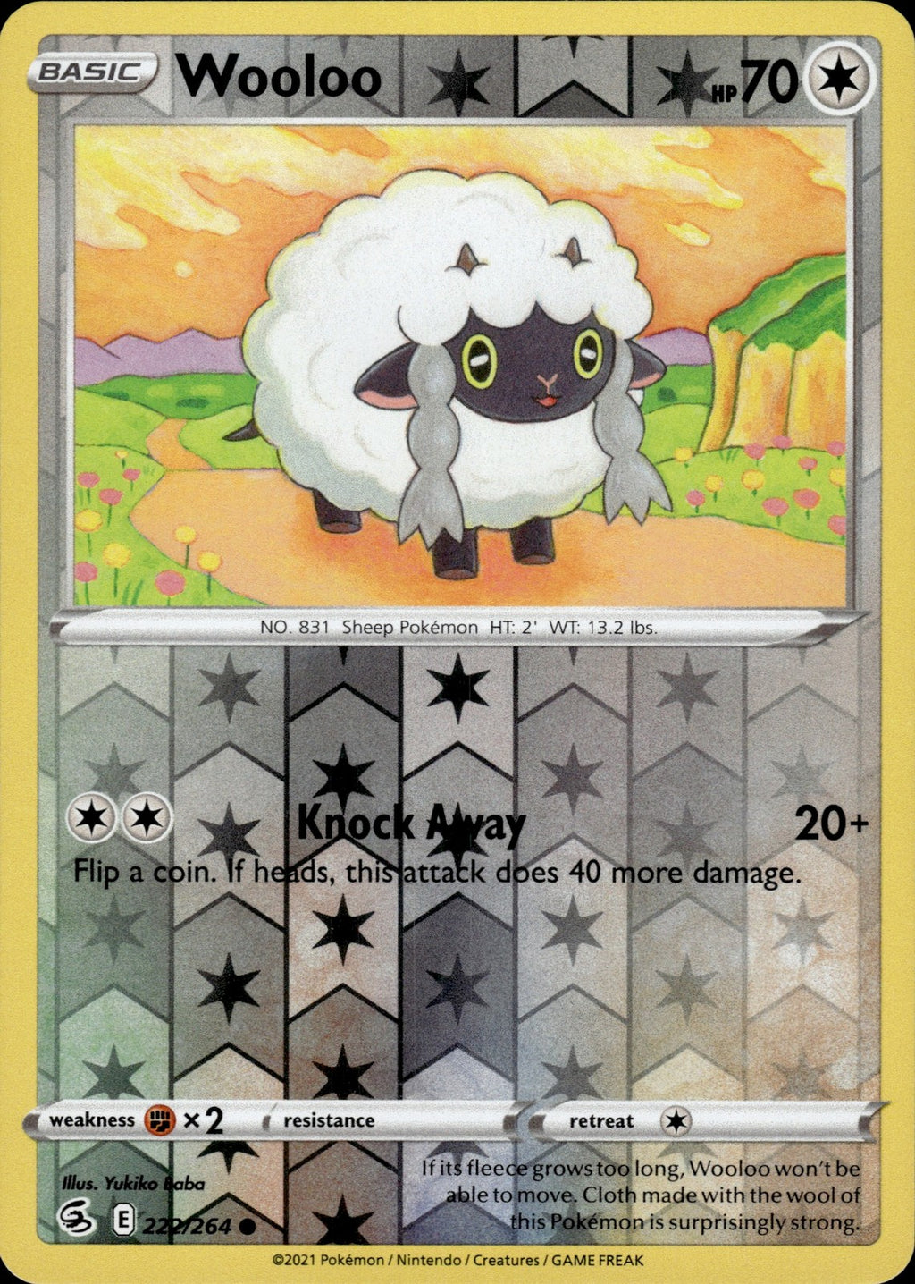 Wooloo (222) Reverse Holo Common SWSH08: Fusion Strike 222/264 NM