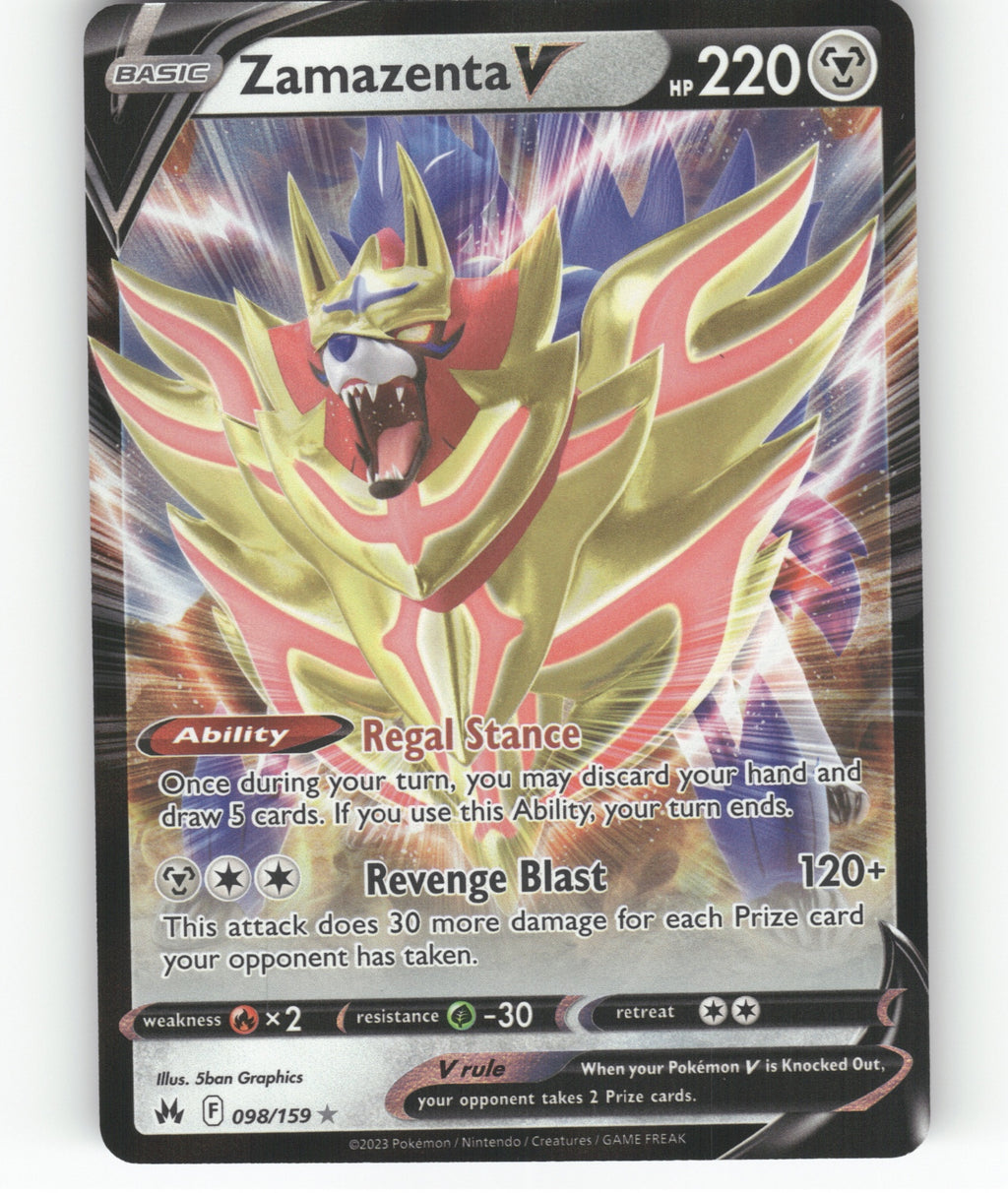 Zamazenta V Holo Ultra Rare SWSH: Crown Zenith 098/159 NM