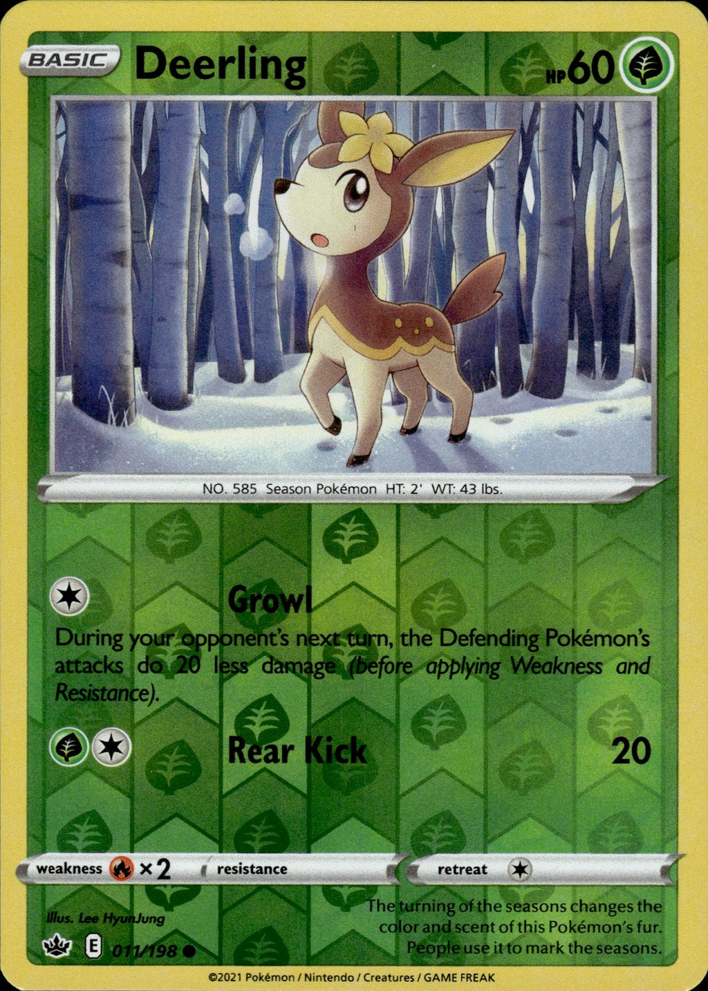 Deerling Reverse Holo Common SWSH06: Chilling Reign 011/198 NM