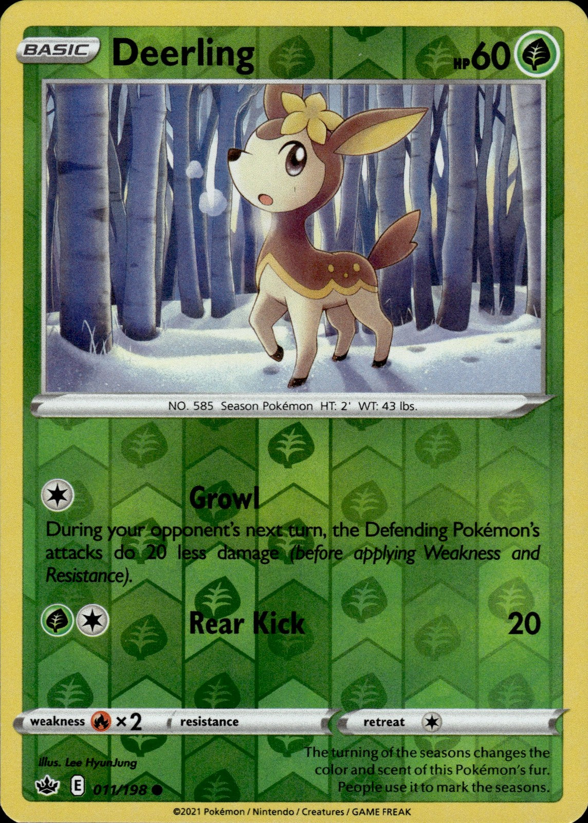 Deerling Reverse Holo Common SWSH06: Chilling Reign 011/198 NM