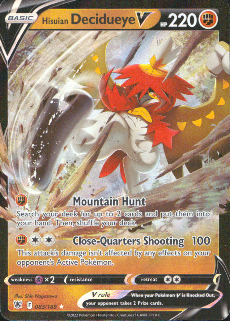 Hisuian Decidueye V Holo Ultra Rare SWSH10: Astral Radiance 083/189 NM