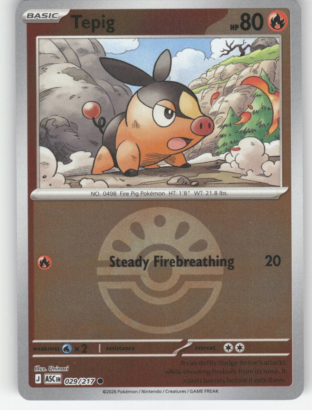 Tepig (Friend Ball) Reverse Holo Common ME: Ascended Heroes 029/217 NM