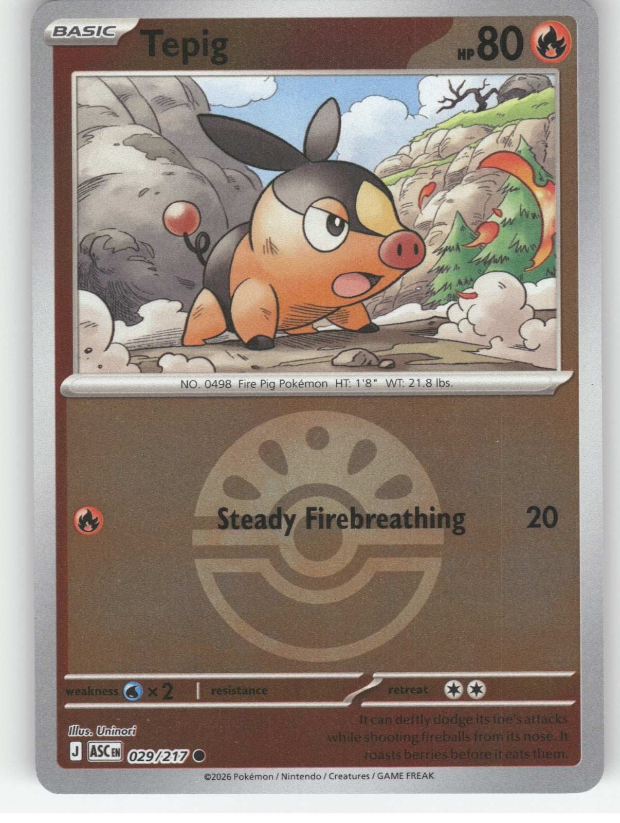 Tepig (Friend Ball) Reverse Holo Common ME: Ascended Heroes 029/217 NM