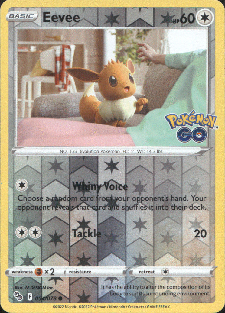Eevee Reverse Holo Common Pokemon GO 054/078 NM