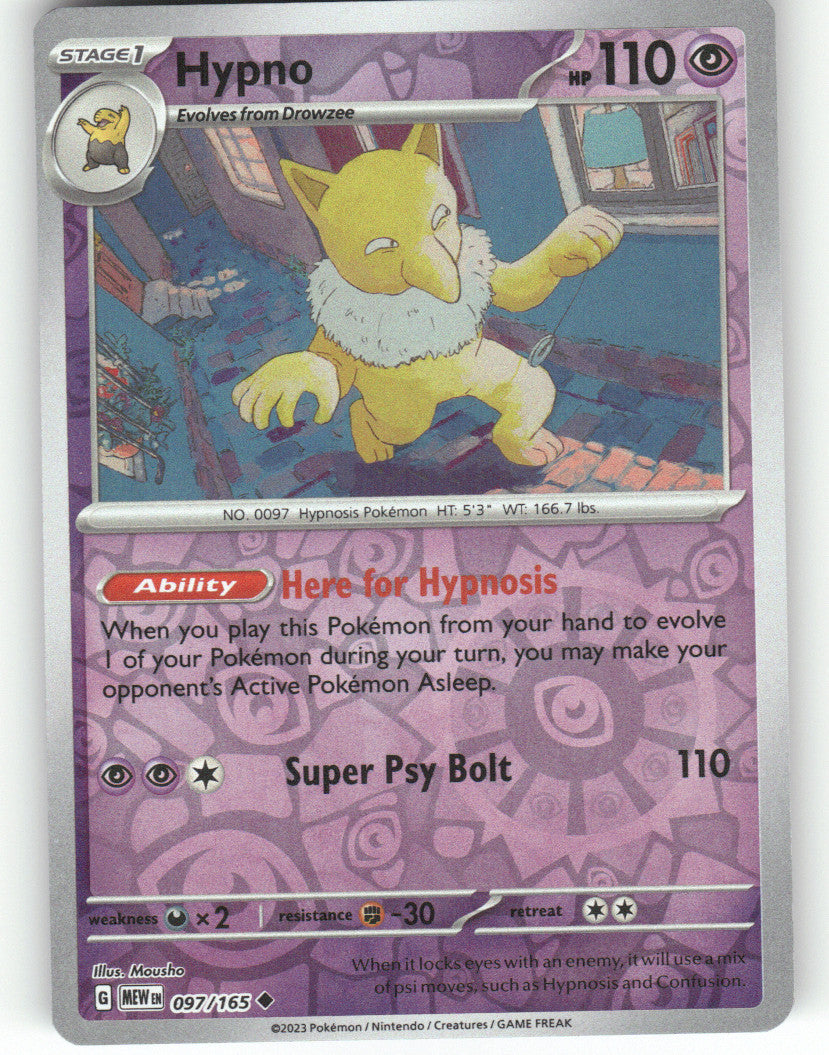 Hypno Reverse Holo Uncommon SV: Scarlet & Violet 151 097/165 NM