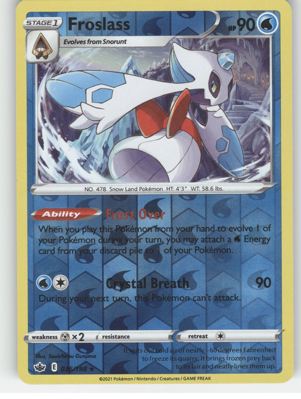 Froslass Reverse Holo Holo Rare SWSH06: Chilling Reign 036/198 NM
