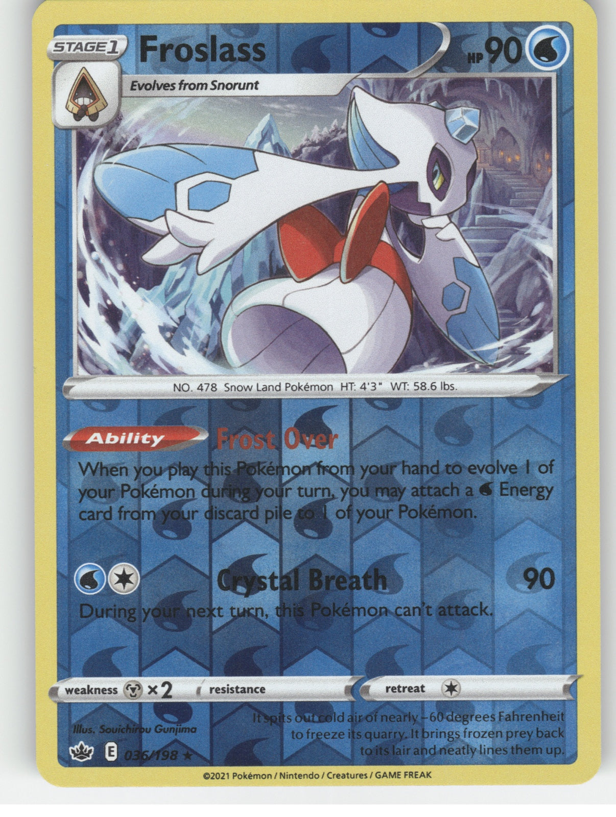 Froslass Reverse Holo Holo Rare SWSH06: Chilling Reign 036/198 NM