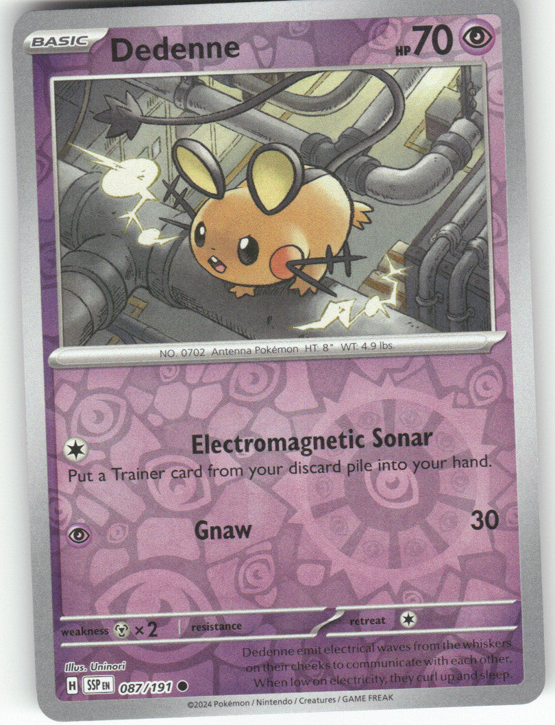 Dedenne Reverse Holo Common SV08: Surging Sparks 087/191 NM