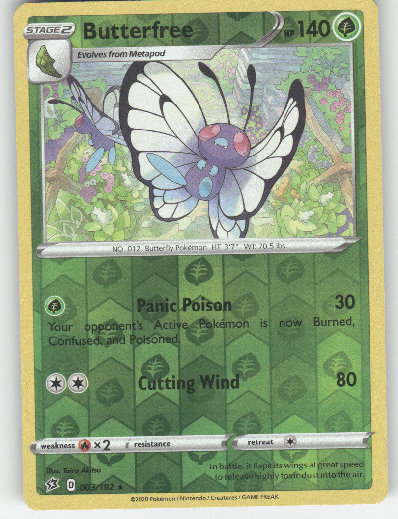Butterfree Reverse Holo Rare SWSH02: Rebel Clash 003/192 NM