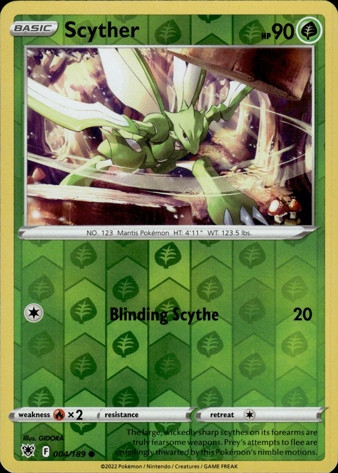 Scyther (004) Reverse Holo Common SWSH10: Astral Radiance 004/189 NM