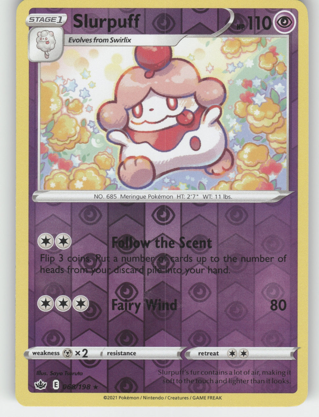 Slurpuff Reverse Holo Rare SWSH06: Chilling Reign 068/198 NM