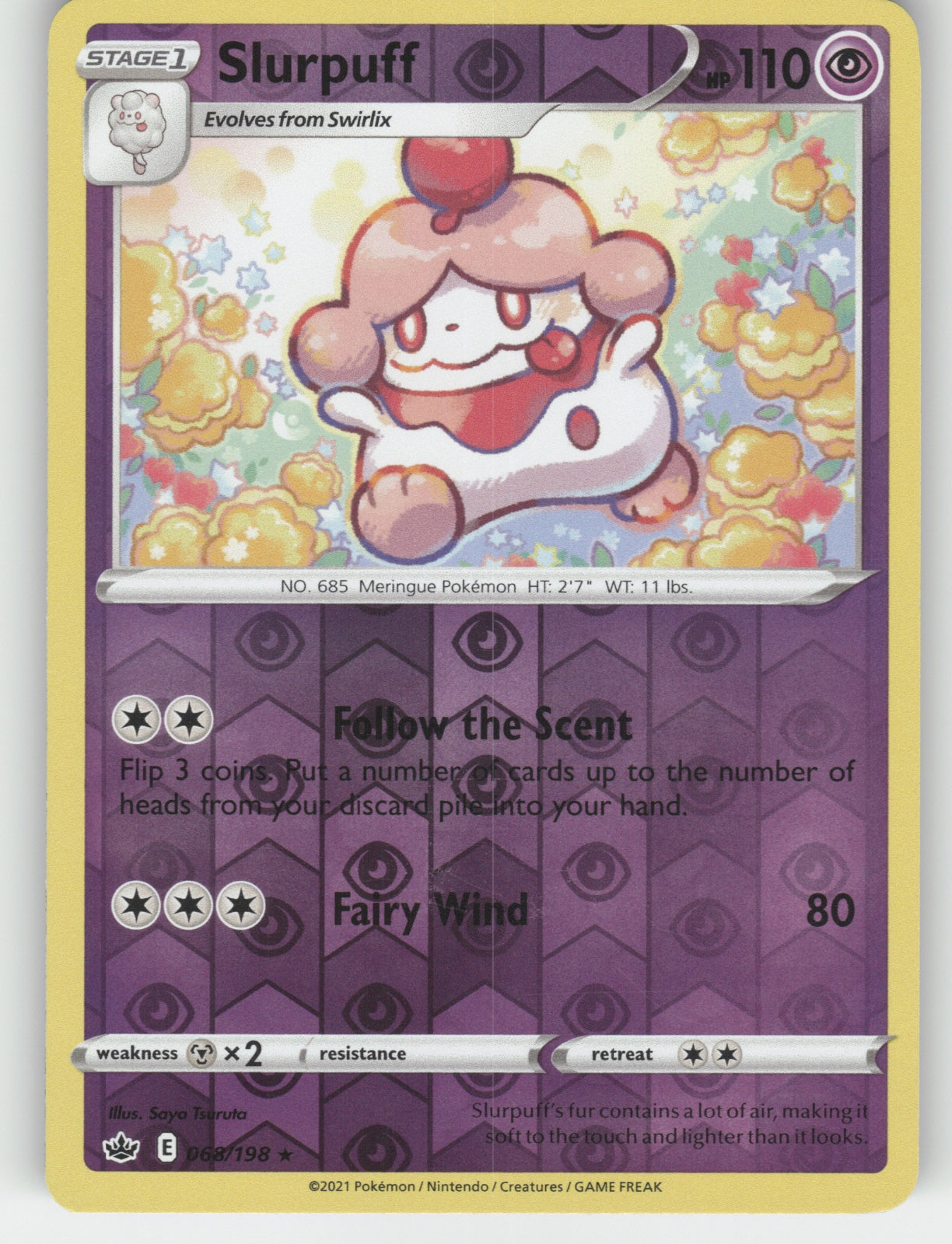 Slurpuff Reverse Holo Rare SWSH06: Chilling Reign 068/198 NM