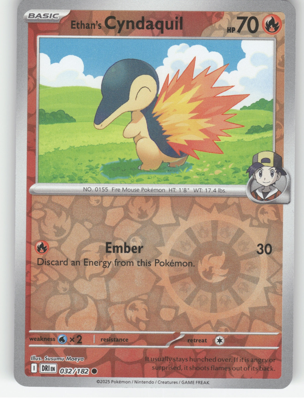 Ethan's Cyndaquil Reverse Holo Common SV10: Destined Rivals 032/182 NM