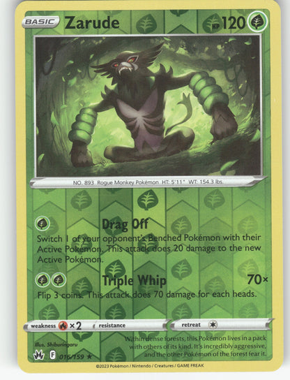 Zarude Reverse Holo Holo Rare SWSH: Crown Zenith 016/159 NM