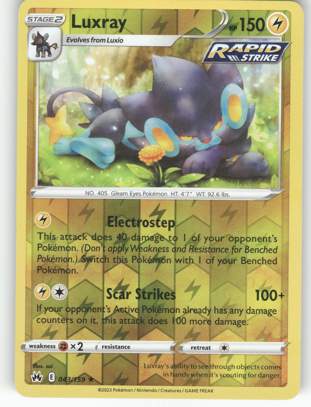 Luxray (43) Reverse Holo Rare SWSH: Crown Zenith 043/159 NM