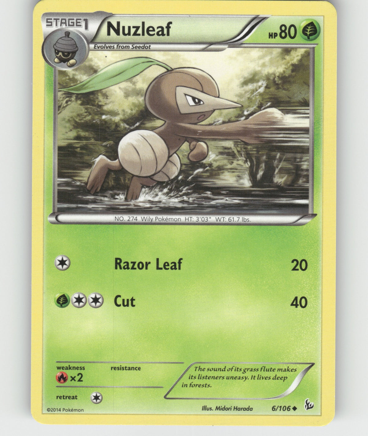 Nuzleaf Uncommon XY - Flashfire 6/106 NM