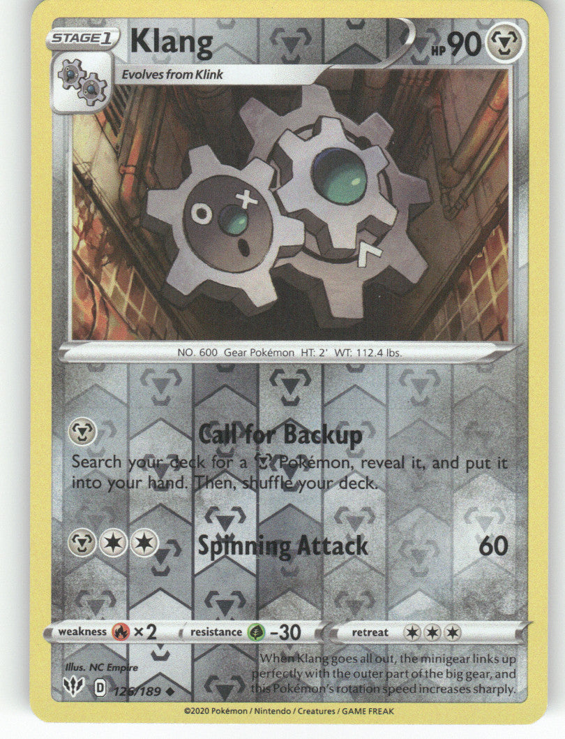 Klang Reverse Holo Uncommon SWSH03: Darkness Ablaze 126/189 NM