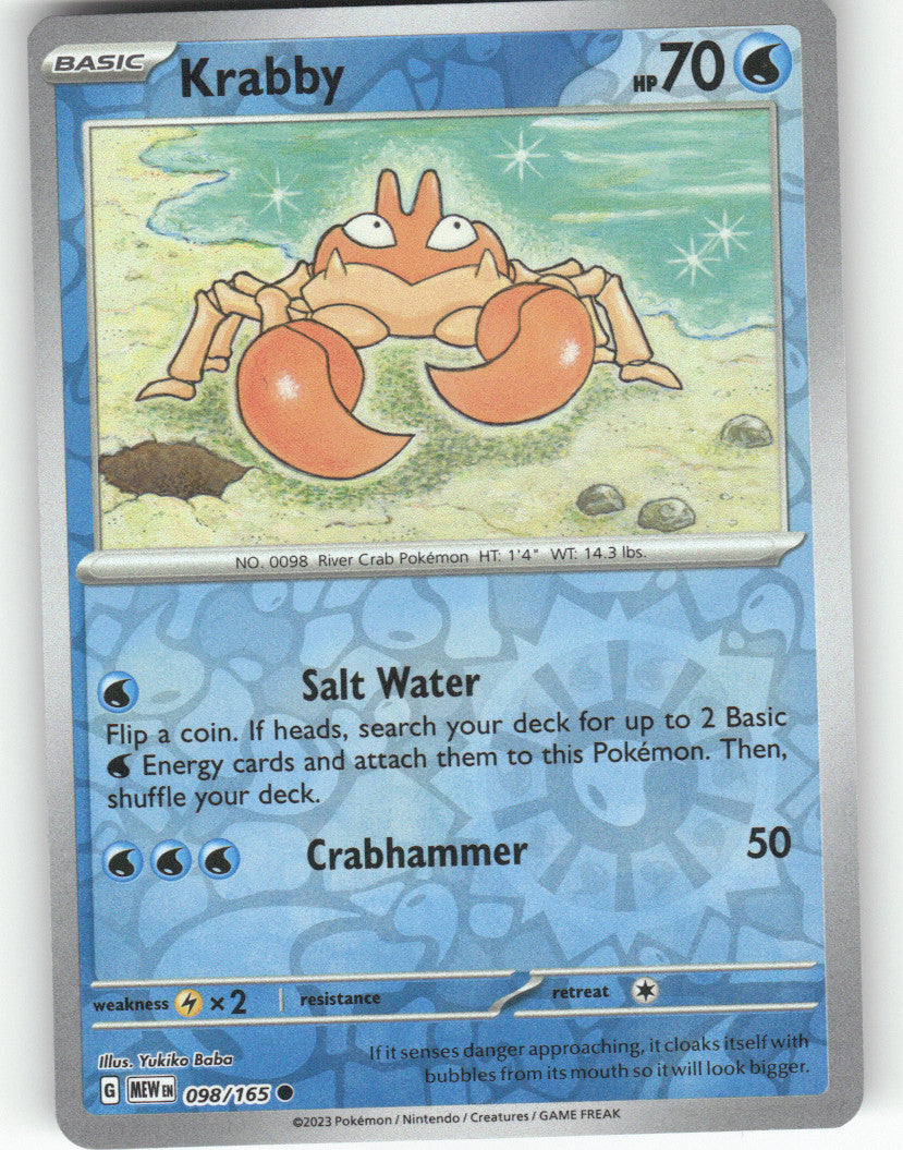 Krabby Reverse Holo Common SV: Scarlet & Violet 151 098/165 NM