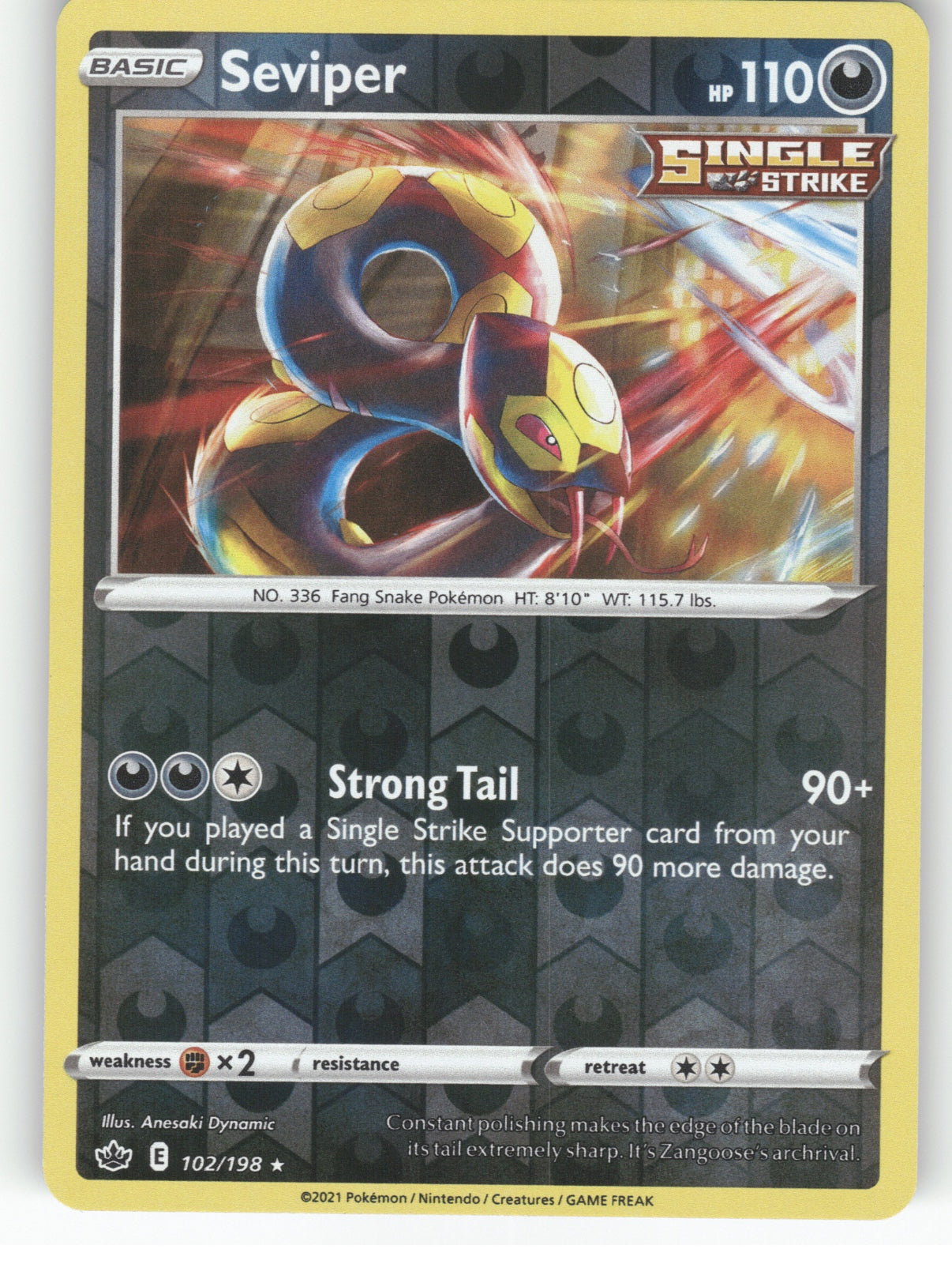 Seviper Reverse Holo Rare SWSH06: Chilling Reign 102/198 NM