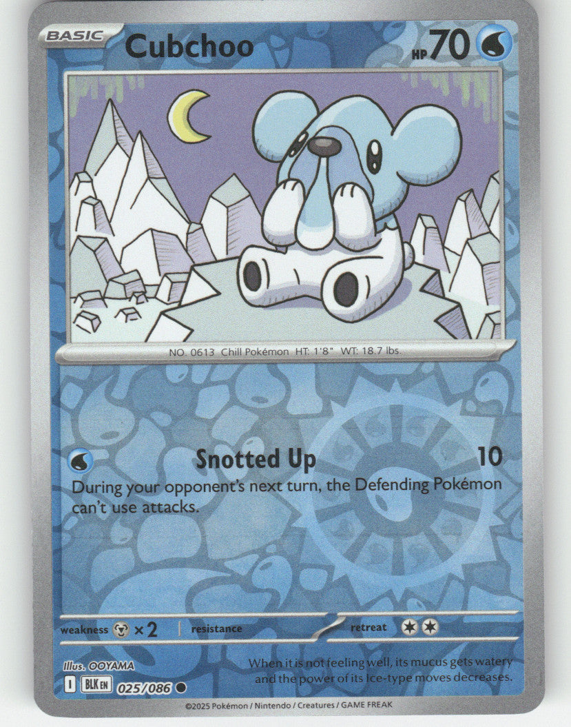 Cubchoo Reverse Holo Common SV: Black Bolt 025/086 NM