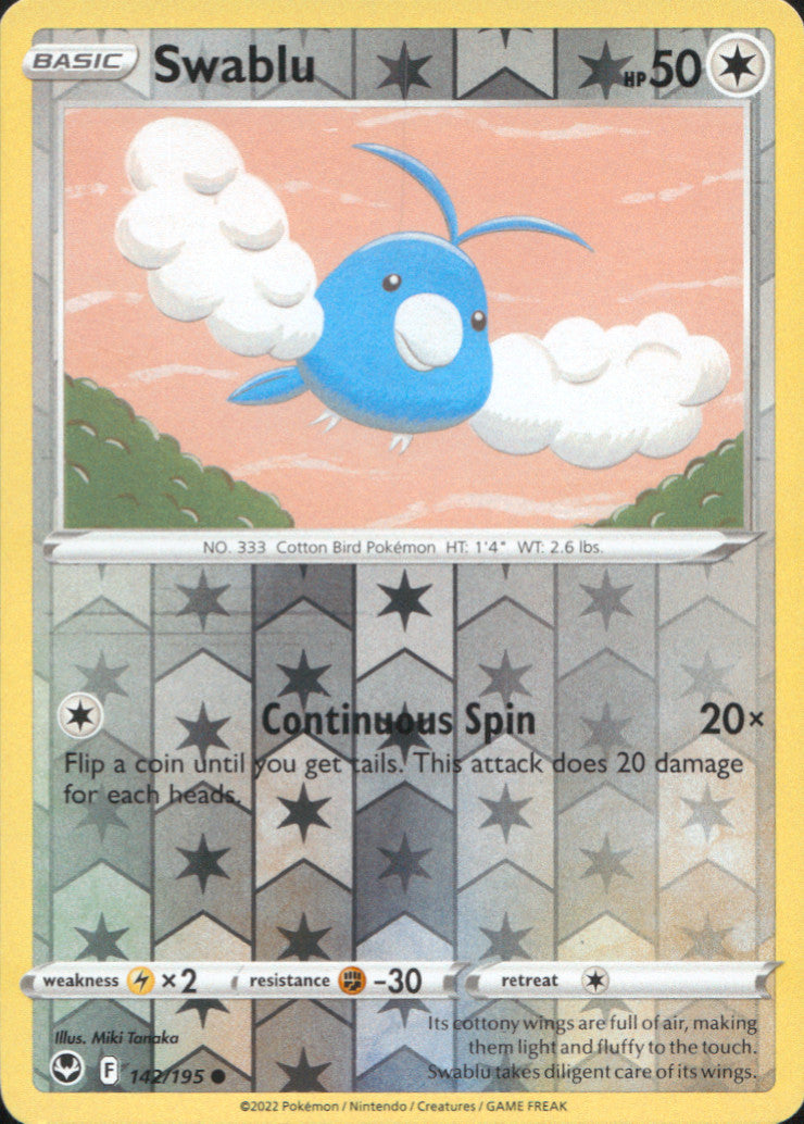 Swablu Reverse Holo Common SWSH12: Silver Tempest 142/195 NM