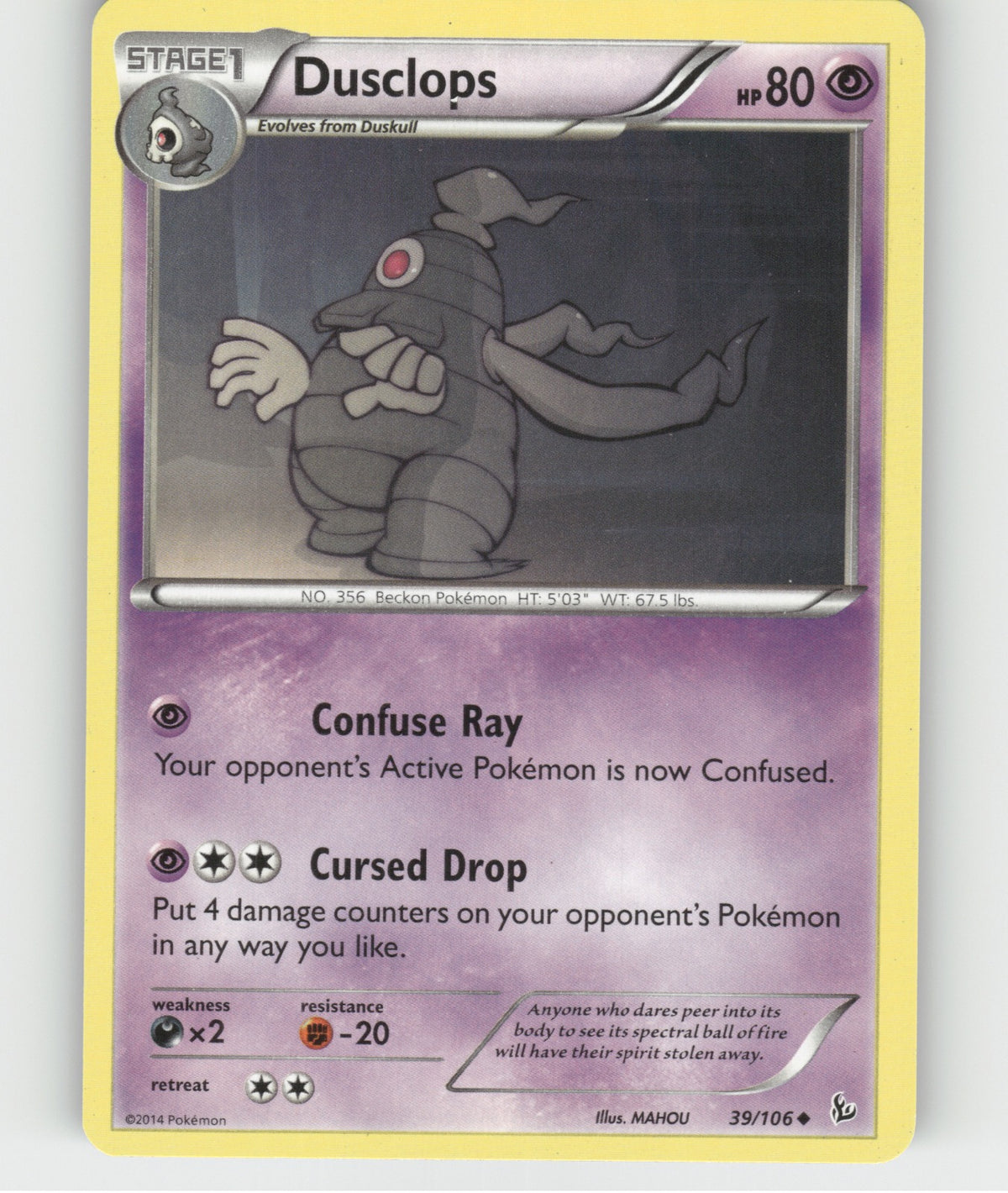 Dusclops Uncommon XY - Flashfire 39/106 NM