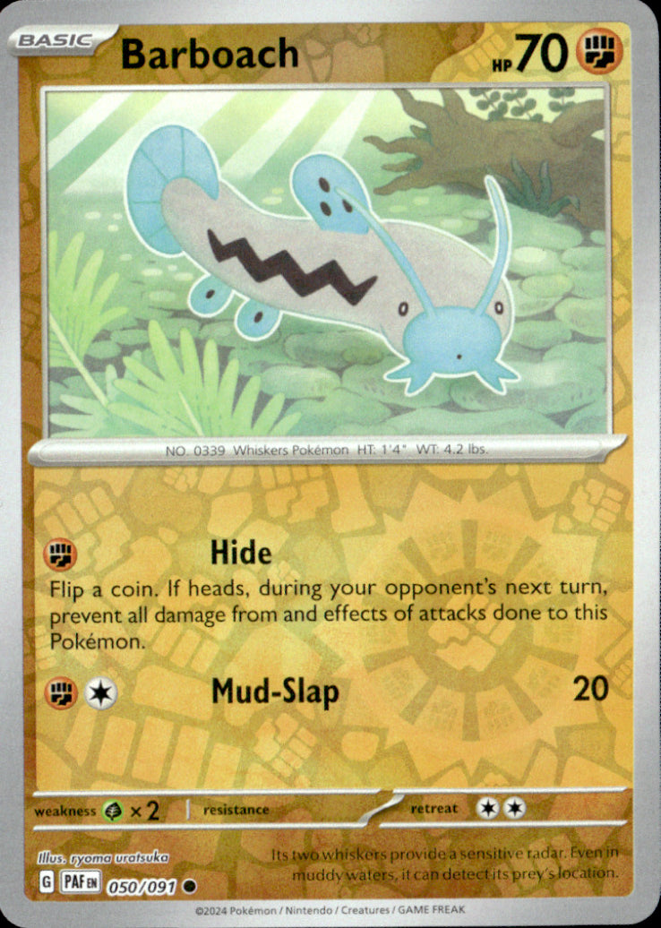 Barboach Reverse Holo Common SV: Paldean Fates 050/091 NM