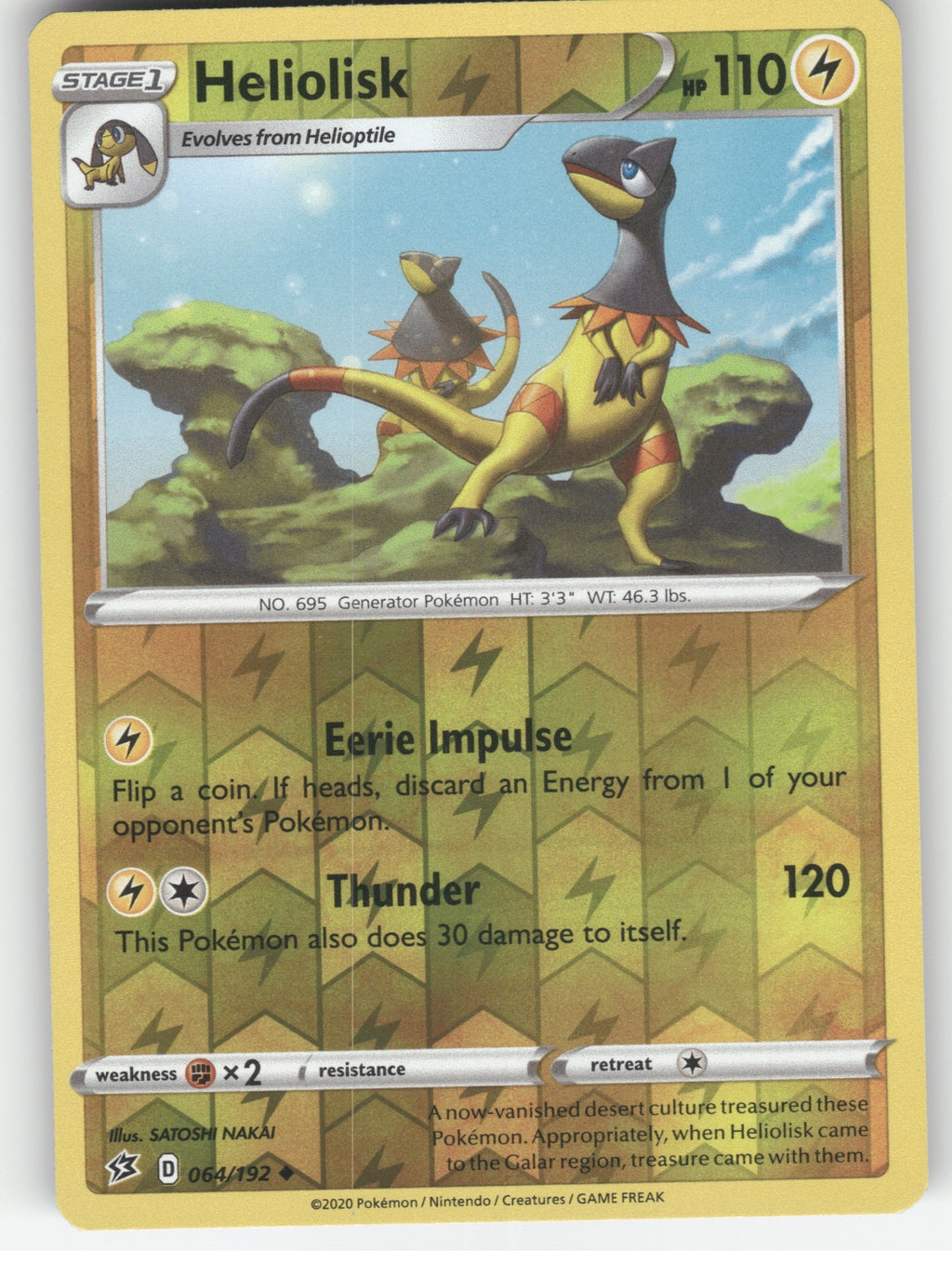 Heliolisk Reverse Holo Uncommon SWSH02: Rebel Clash 064/192 NM