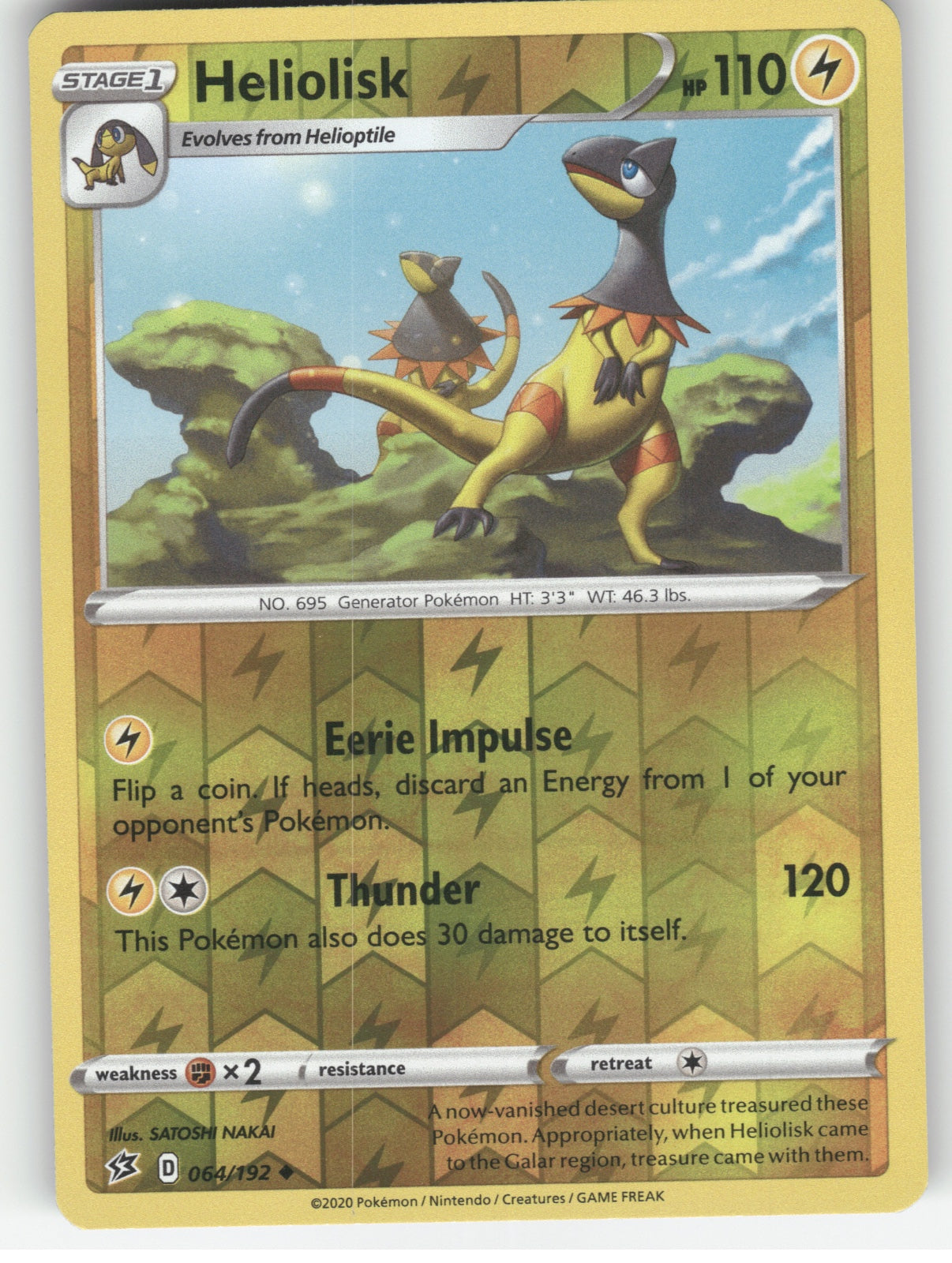 Heliolisk Reverse Holo Uncommon SWSH02: Rebel Clash 064/192 NM