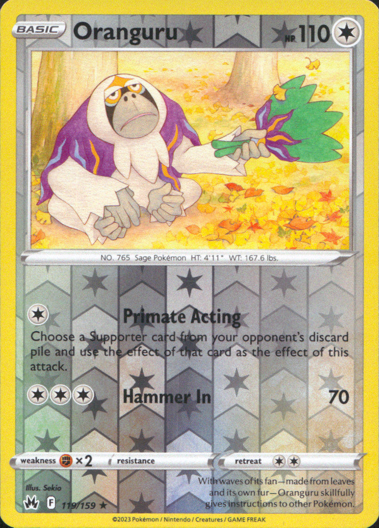 Oranguru Reverse Holo Rare SWSH: Crown Zenith 119/159 NM