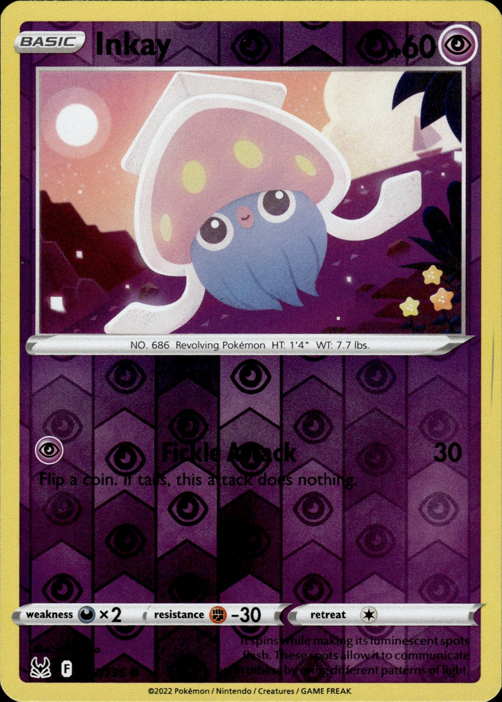 Inkay (077) Reverse Holo Common SWSH11: Lost Origin 077/196 NM