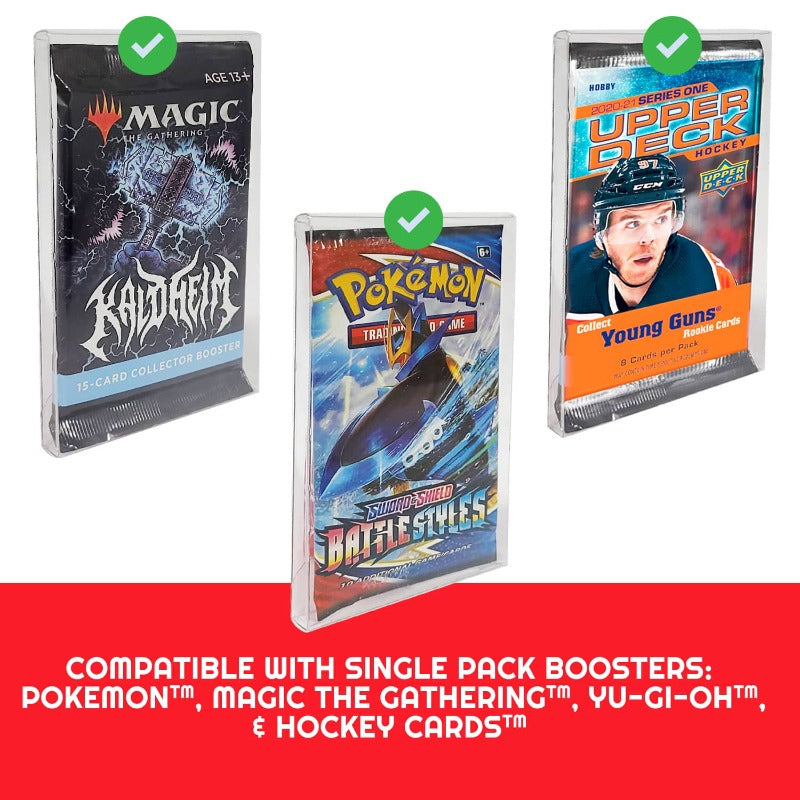 Pokemon Single Pack Booster, Magic, Yu-Gi-Oh Envelope - EVORETRO PET Protector 0.35MM - Pack of 10
