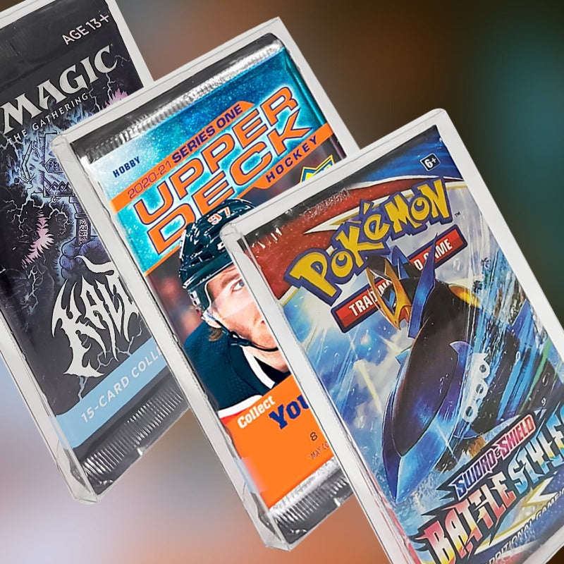 Pokemon Single Pack Booster, Magic, Yu-Gi-Oh Envelope - EVORETRO PET Protector 0.35MM - Pack of 10