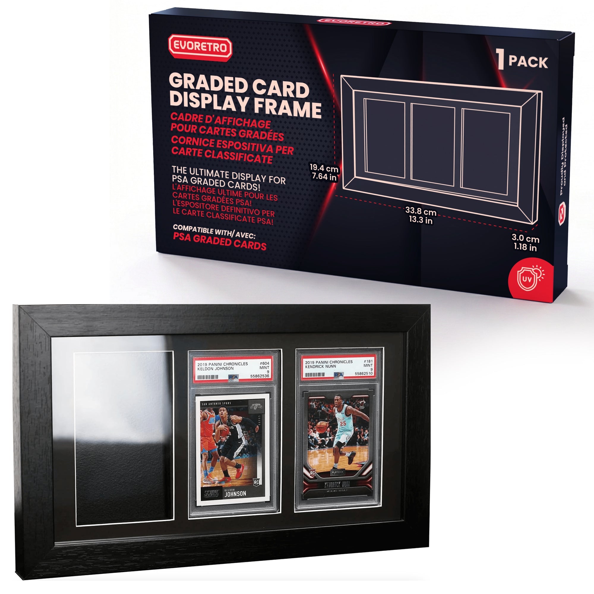 PSA Graded Wooden Frame Display with UV Glass card fit very tight ! LIQUIDATION