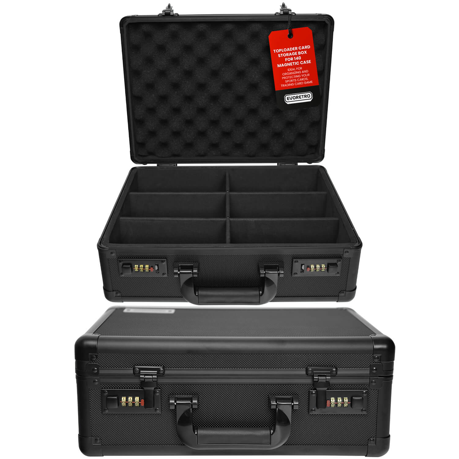 EVORETRO Toploader Card Storage Box for 140 Magnetic Case & 600 Toploader Combination Lock