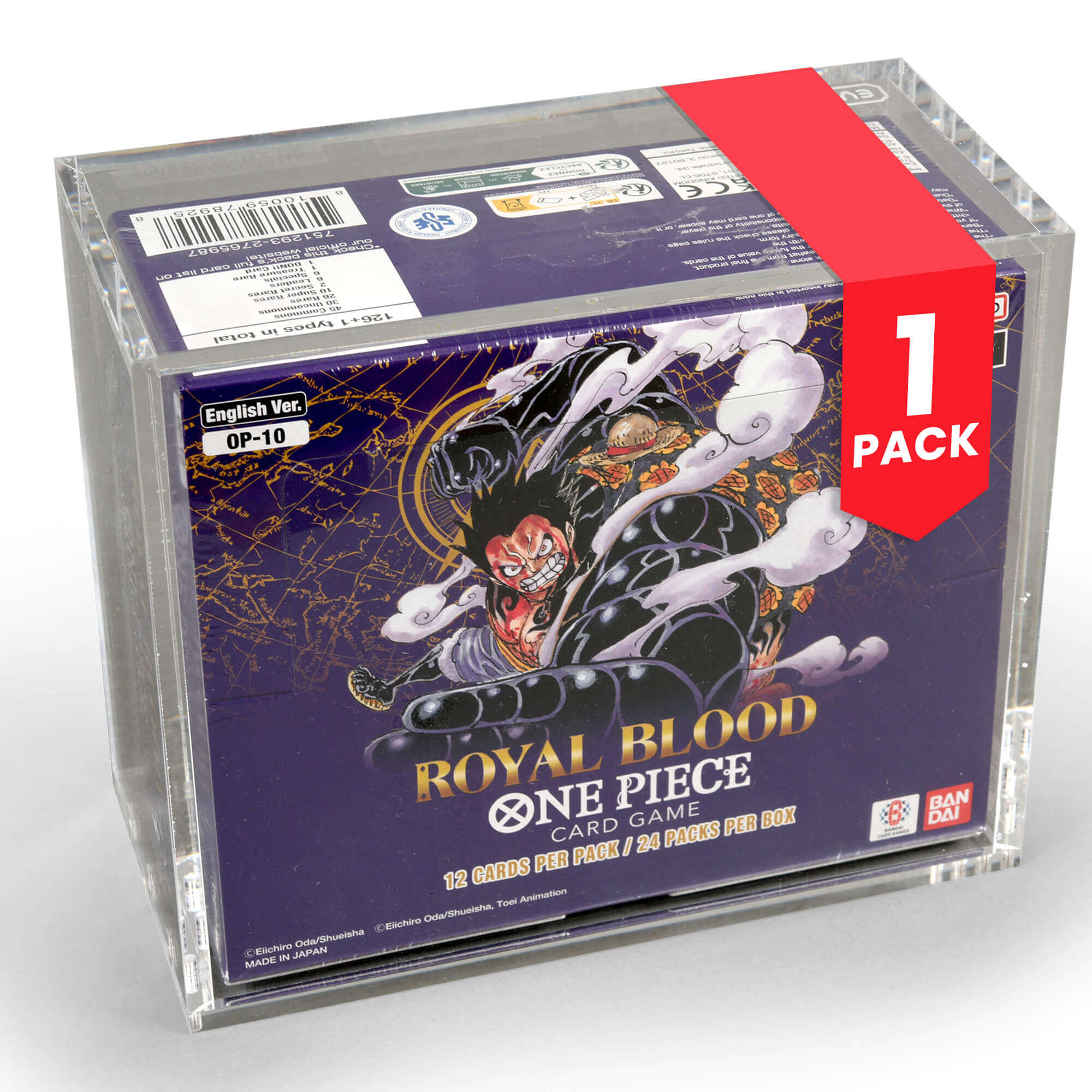 EVORETRO Acrylic Case Display for Bandai One Piece OPP 4-6 TCG Booster Box English Pack of 1