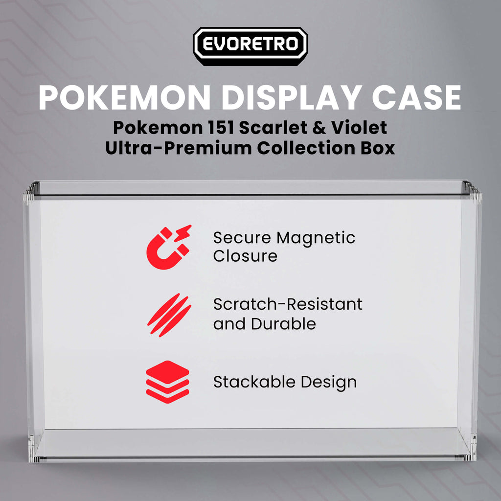 EVORETRO Acrylic Case Display for Pokemon 151 Scarlet Mega Charizard EX & Violet Ultra-Premium Collection Box